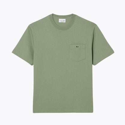 Lacoste Cotton T-Shirt With Breast Pocket LS Green S