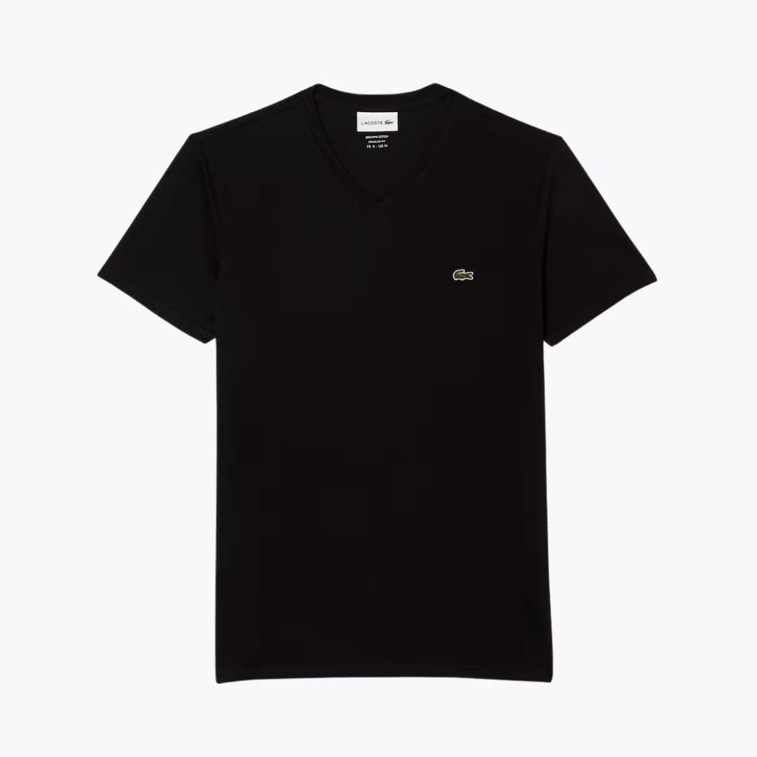 Lacoste Lightweight Cotton Pima V Neck T-shirt LS Black S