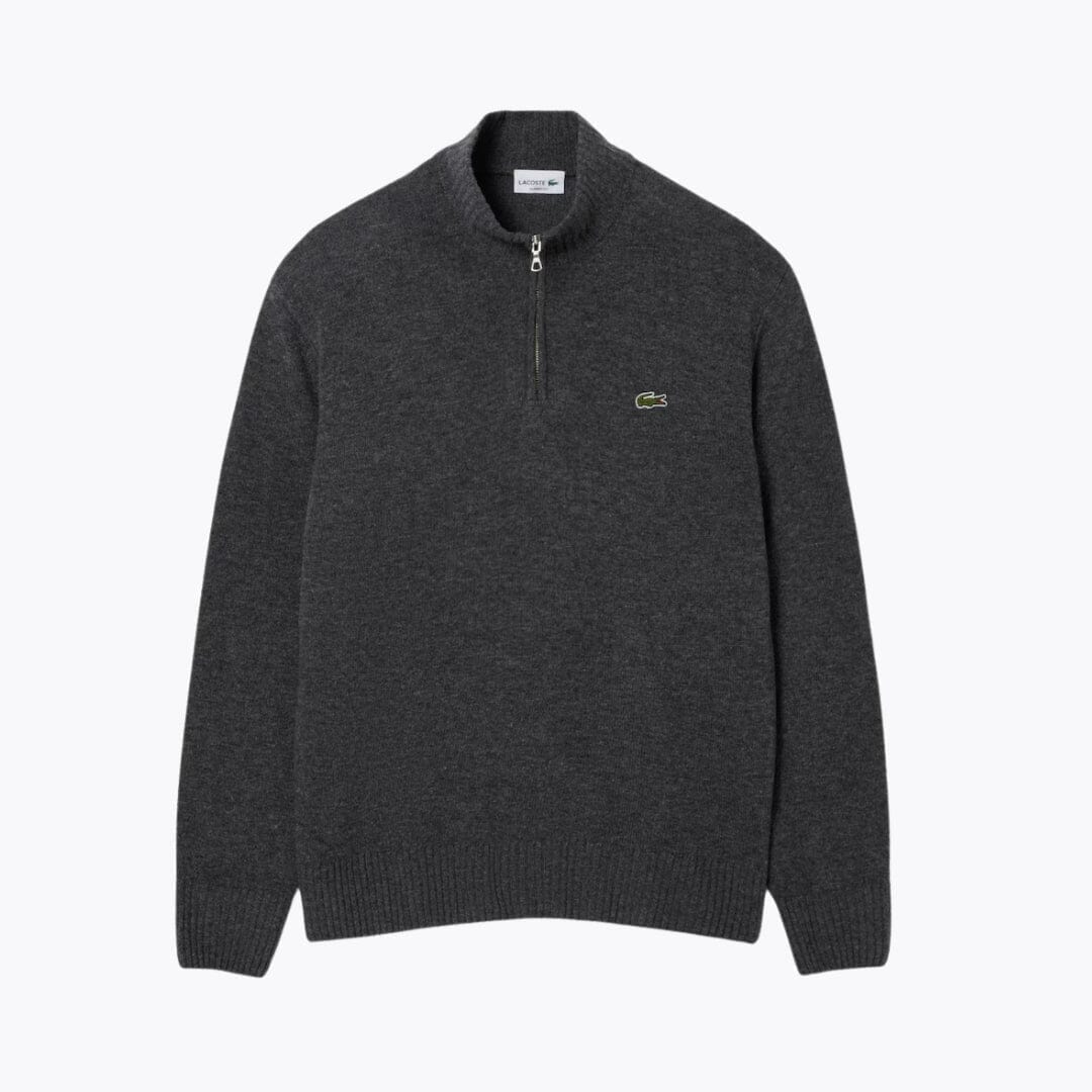 Lacoste Zipped High Neck Carded Wool Sweater LS Grey S
