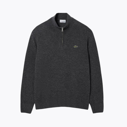 Lacoste Zipped High Neck Carded Wool Sweater LS Grey S