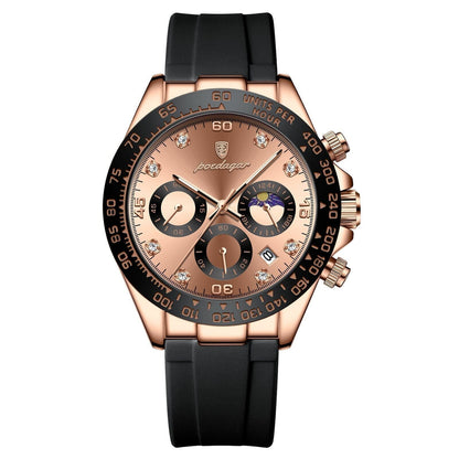Poedagar Chronograph Time Date LS Rose Gold Gold