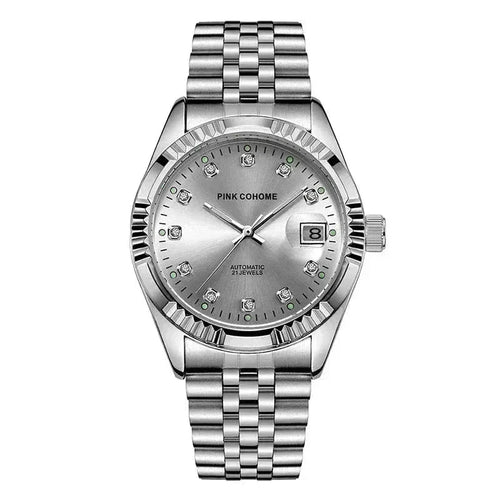 Poedagar Pink Cohome Automatic LS Silver White