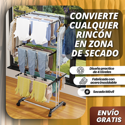 TENDEDERO DE ROPA 4 NIVELES - ¡TU ROPA SECA, SIN CAOS EN CASA!