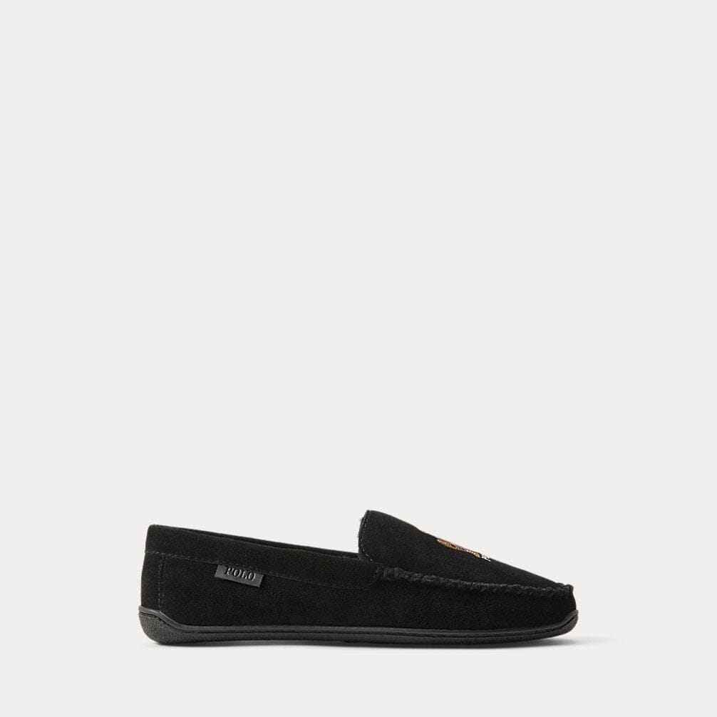Ralph Lauren Brenan Polo Bear Suede Slipper LS Black/Holiday Bear 36