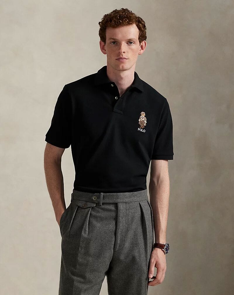 Ralph Lauren Classic Fit Polo Bear Mesh Polo Shirt LS