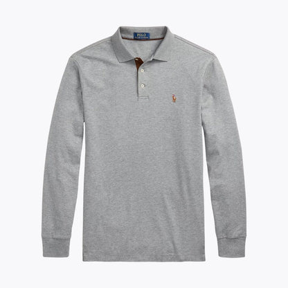 Ralph Lauren Classic Fit Soft Cotton Polo Shirt LS Steel Heather S