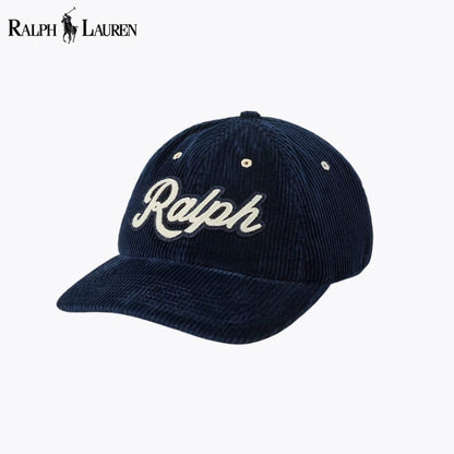 Ralph Lauren Logo Corduroy Ball Cap LS Hunter Navy