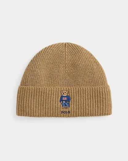 Ralph Lauren Polo Bear Ribbed Knit Hat LS Classic camel