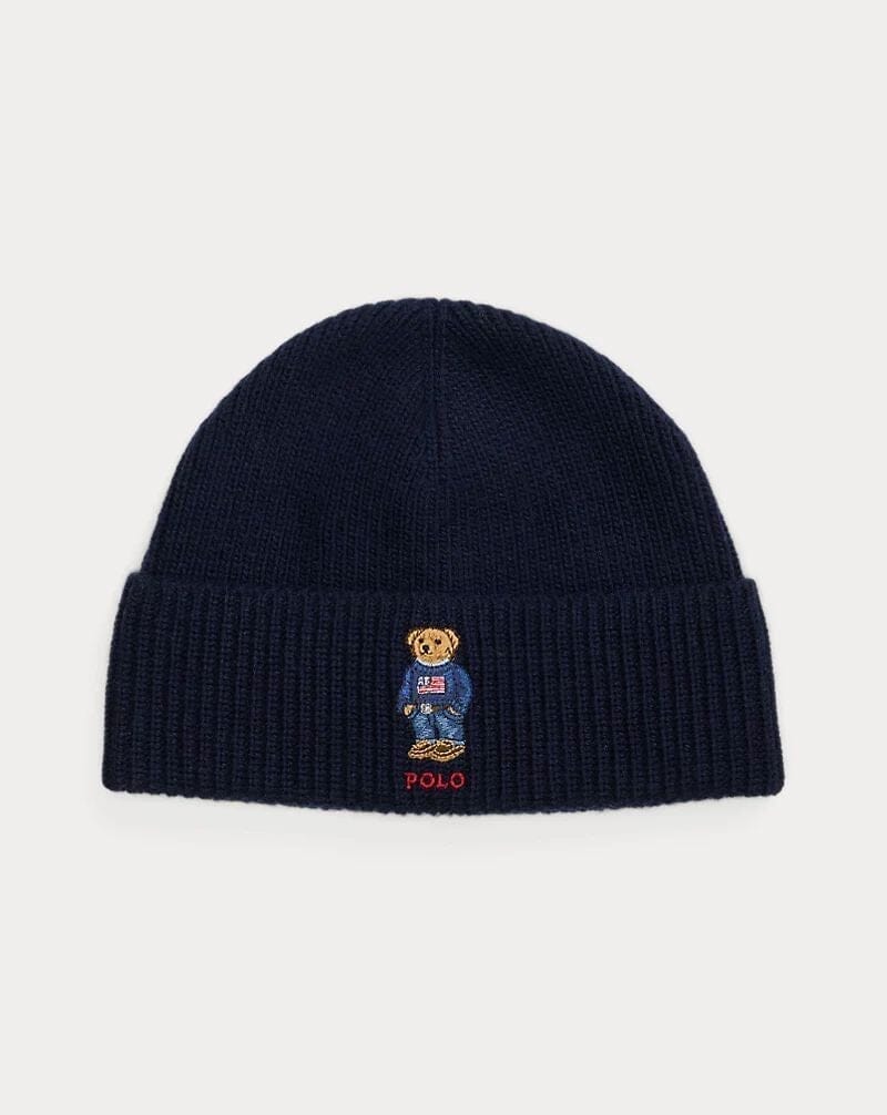 Ralph Lauren Polo Bear Ribbed Knit Hat LS Classic Navy