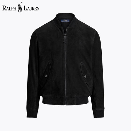 Ralph Lauren Suede Bomber Jacket LS Polo Black S